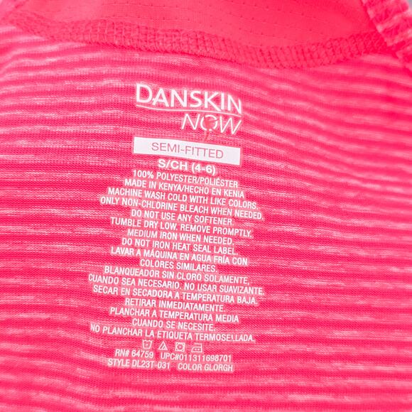 Danskin Now Pink Semi Fitted Stripe Activewear Racerback Tank Top Small - Picture 5 of 5